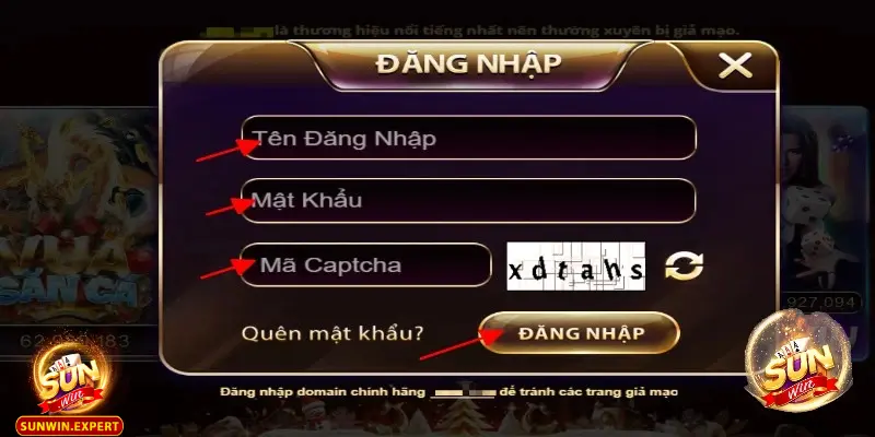 Đăng Nhập Sunwin 2 Nhập đủ thông tin cần để đăng nhập
